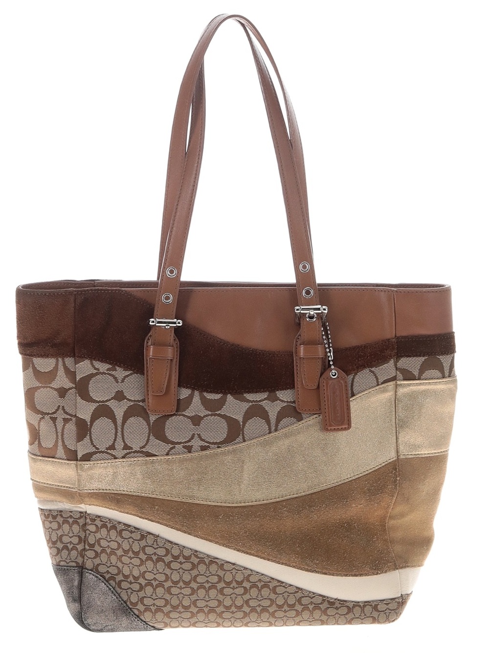 VNTG Y2k Marque Coach Leather Canvas Suede Tote Bag F10652
